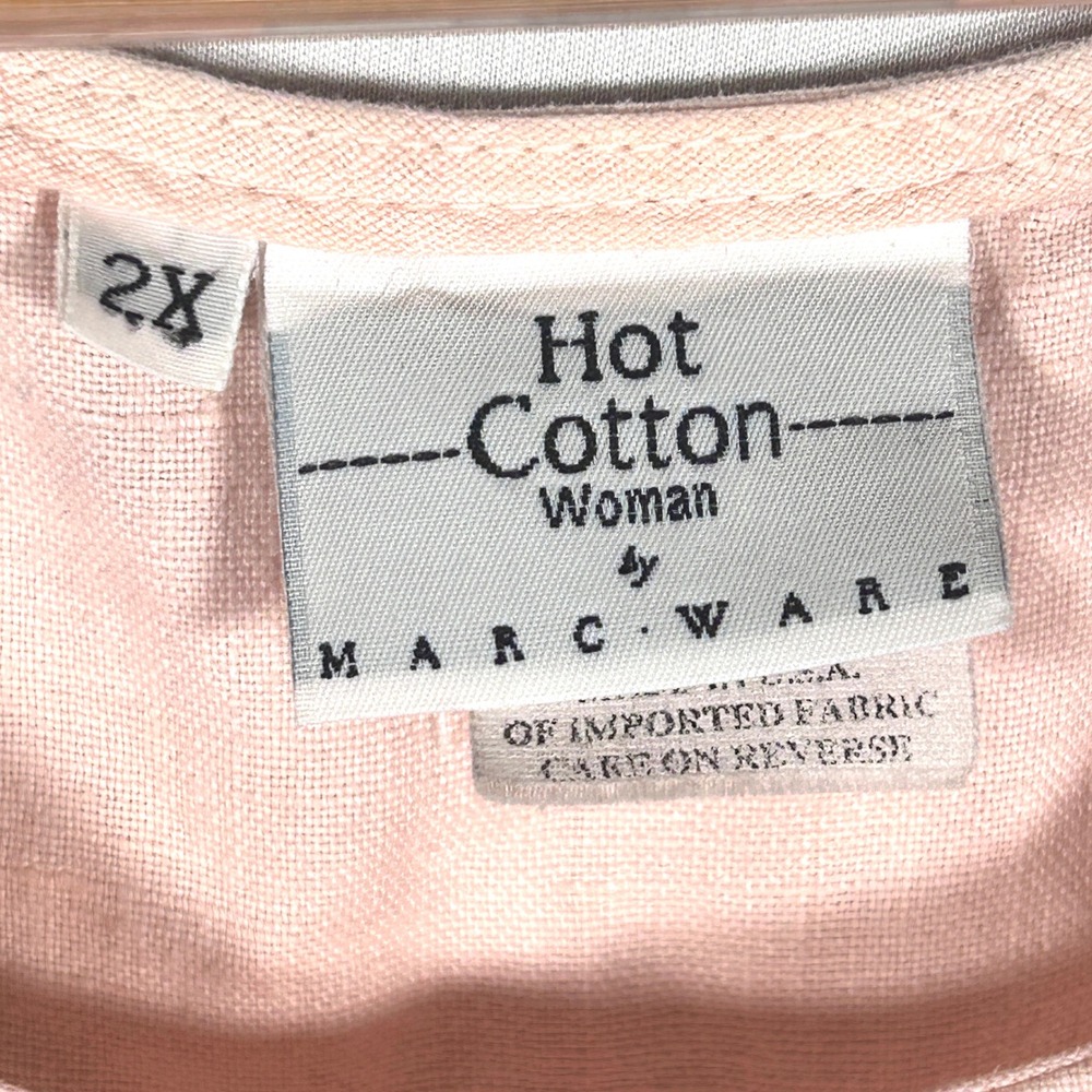 Hot Cotton Sleeveless Top Women's 100% Linen Coastal Relaxed Luxury Pink‎ 2X EUC - Picture 3 of 6